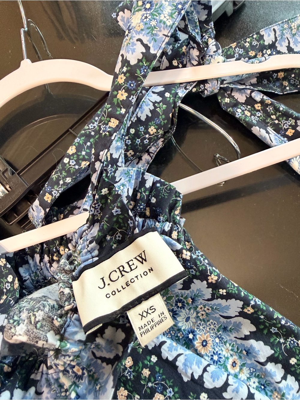 J. Crew Floral Tie-Shoulder Tank Top - Blue and Green - Picture 2 of 2